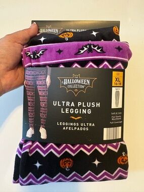NEW! Halloween Collection Ultra Plush Leggings / XL/ Purple Black Soft & Cozy